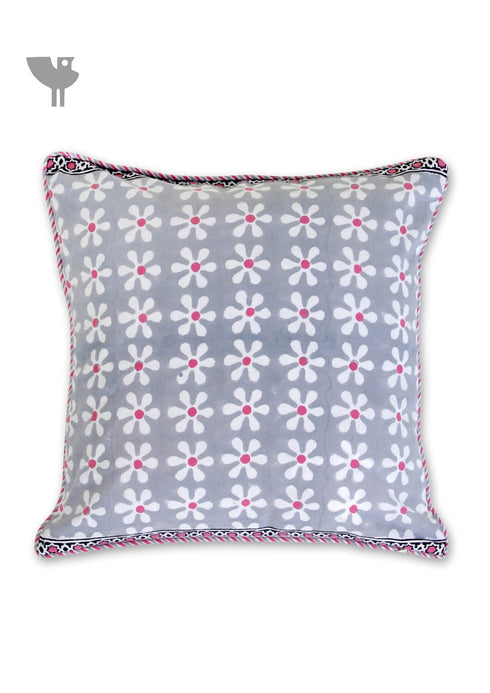 20s Cotton Cushion Cover in Floral Block Print